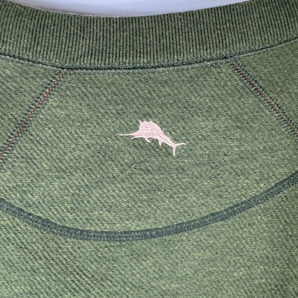 Tommy Bahama Reversible Split Neck Sweatshirt Mens XL Olive Green Tan - Picture 5 of 9